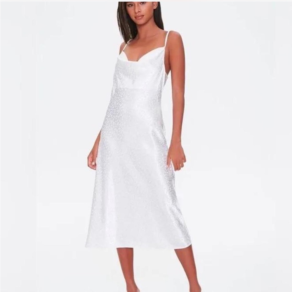 Satin leopard print slip dress